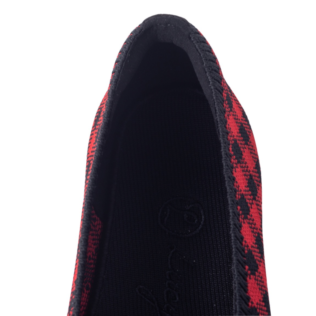 Mavis II Water-Repellent Flats Red Grid