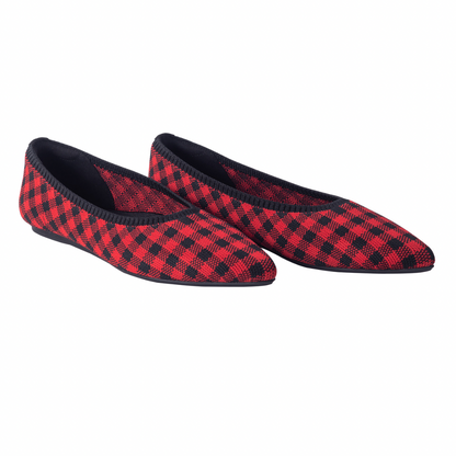 Mavis II Water-Repellent Flats Red Grid